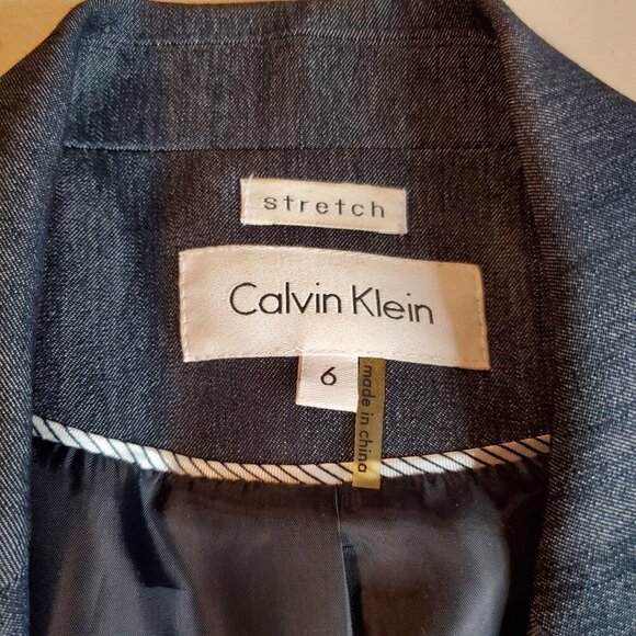 CALVIN KLEIN SZ 6 Blue Denim Look Stretch Blazer/Jacket - Picture 6 of 8